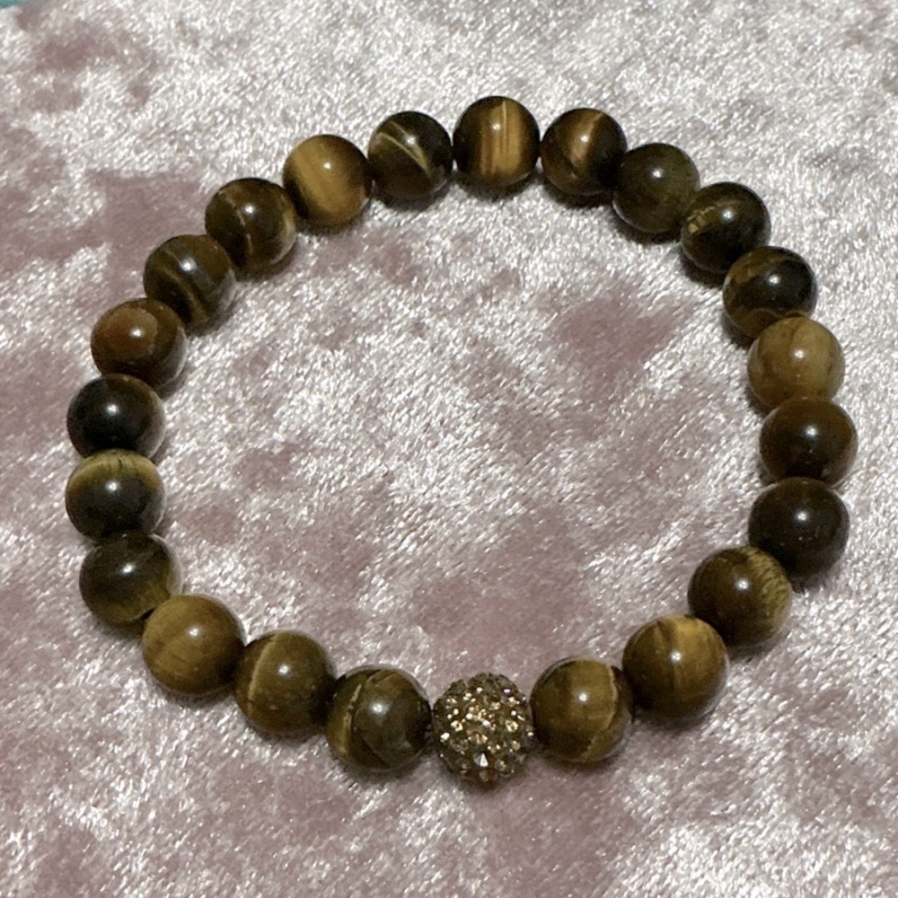 Tiger's Eye Beaded Bracelet with Gold Accent - Picture 1 of 2